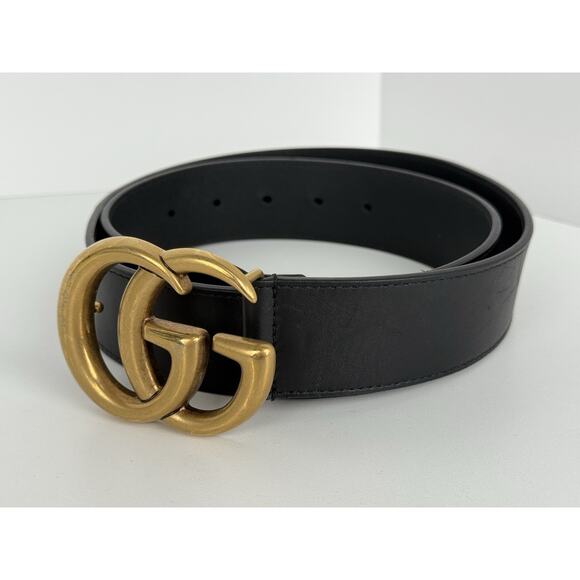 Gucci Interlocking GG Black Leather Women's Belt 85/34 - Picture 1 of 4